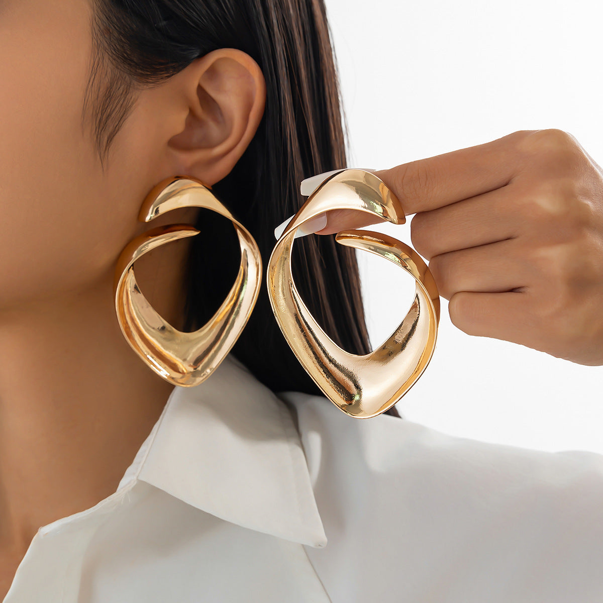Gold Plated Contemporary Drop Earrings