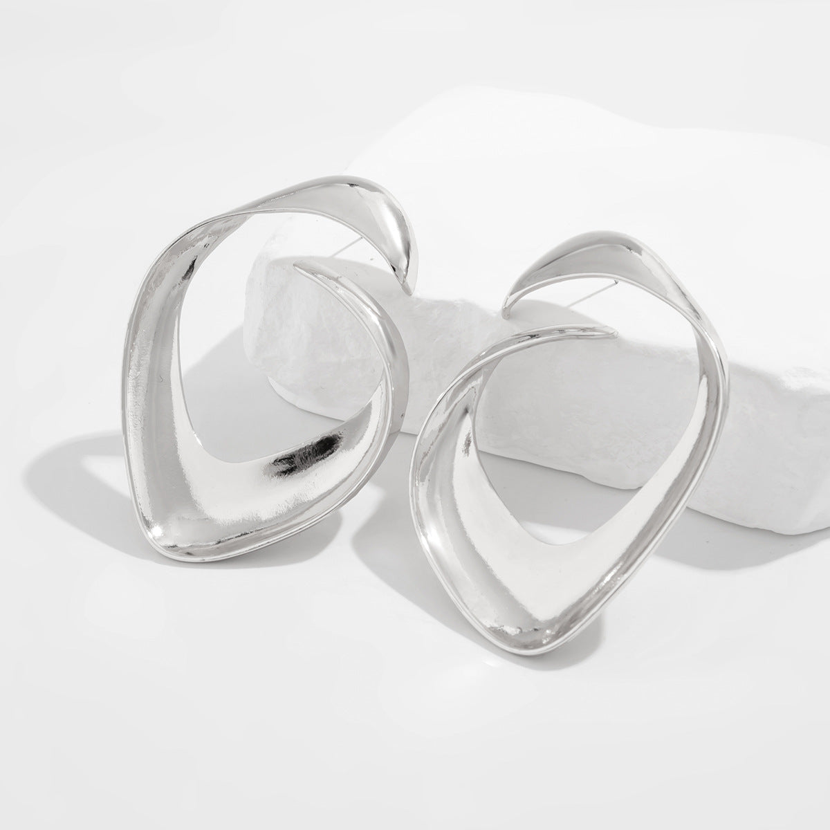 Silver-Plated Contemporary Drop Earrings