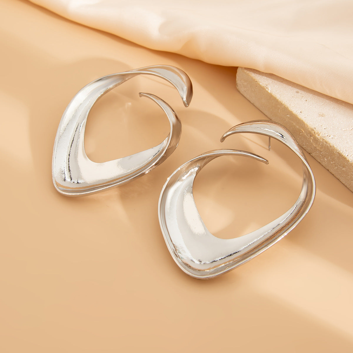 Silver-Plated Contemporary Drop Earrings