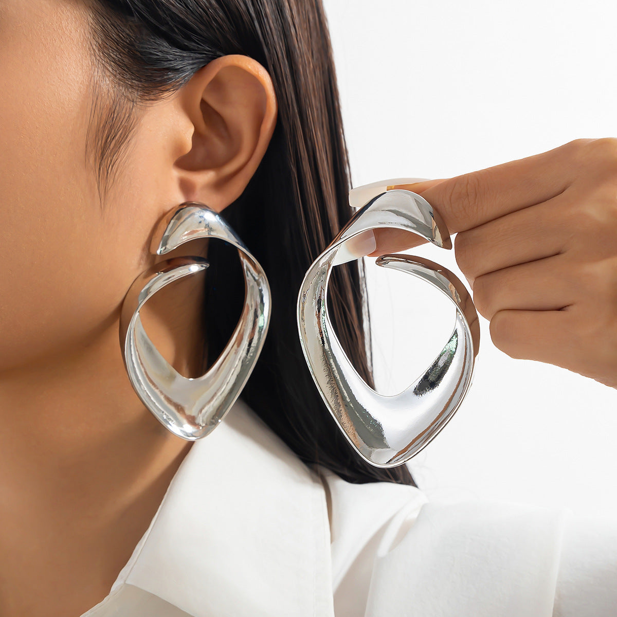 Silver-Plated Contemporary Drop Earrings