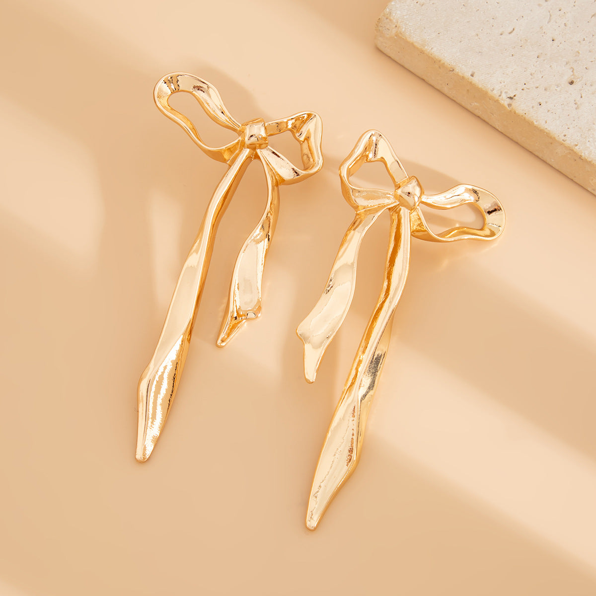 Gold Plated Contemporary Drop Earrings