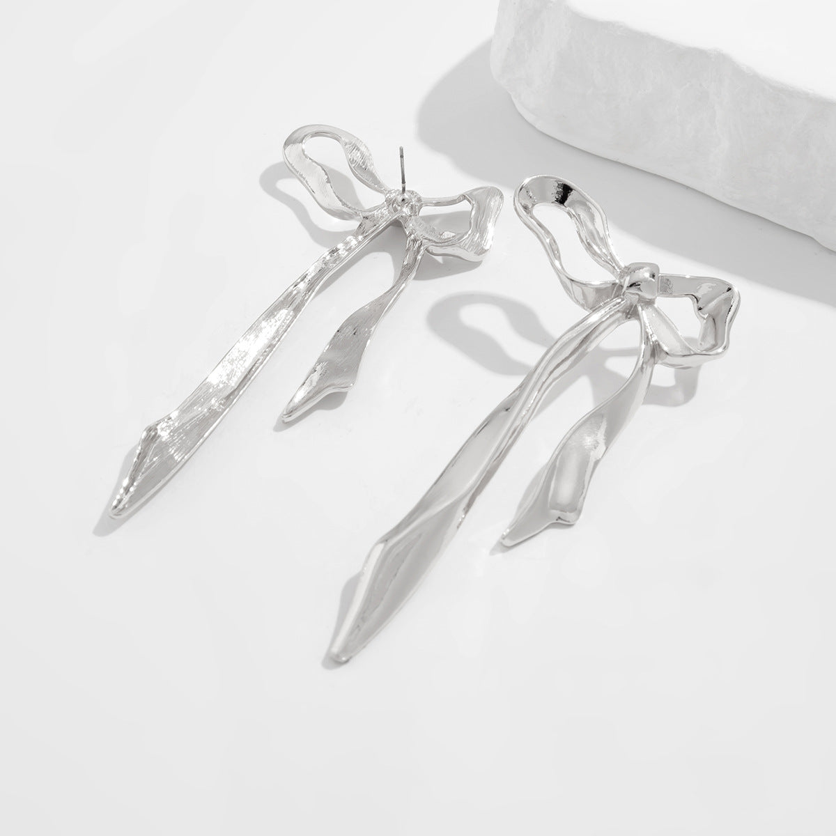 Silver-Plated Contemporary Drop Earrings