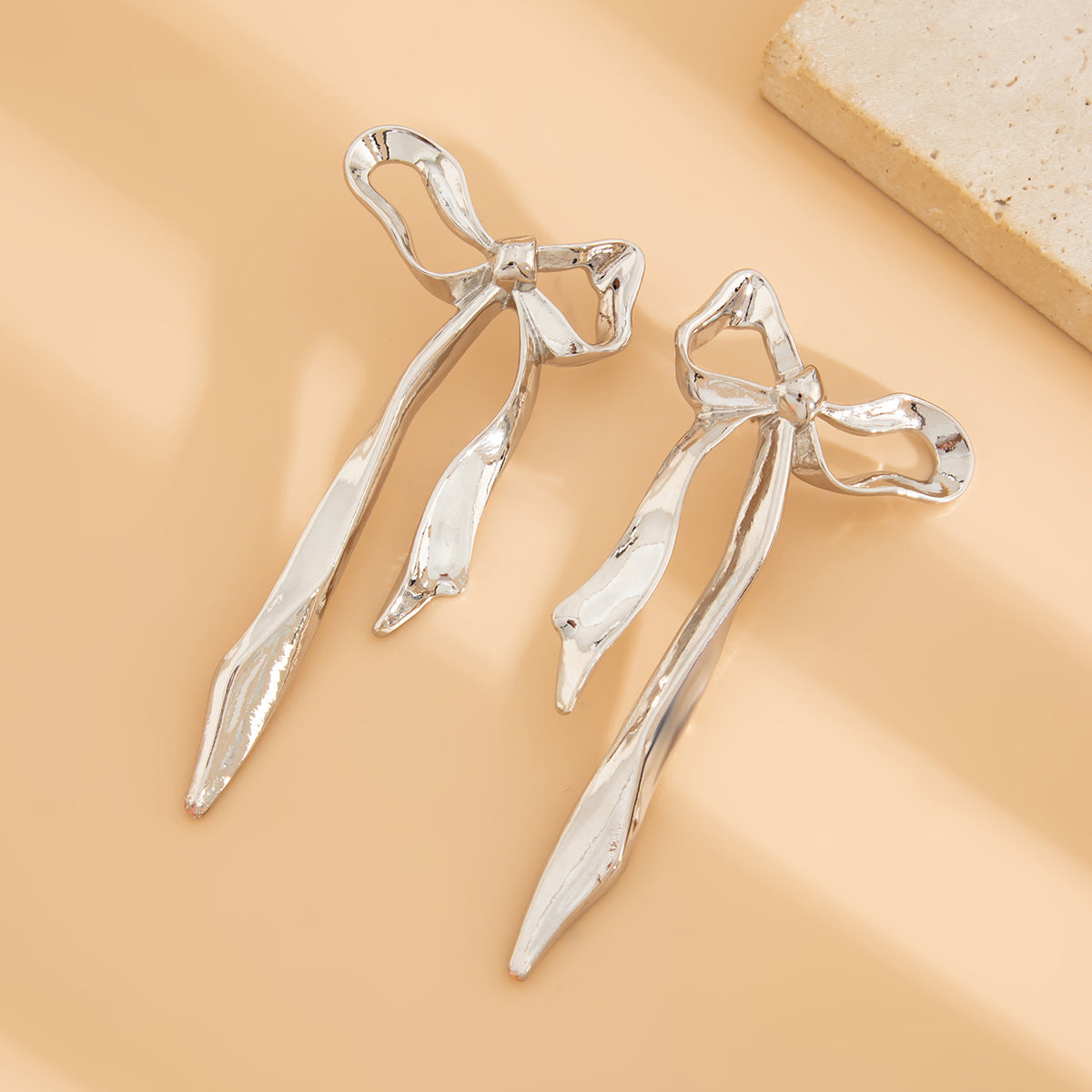 Silver-Plated Contemporary Drop Earrings