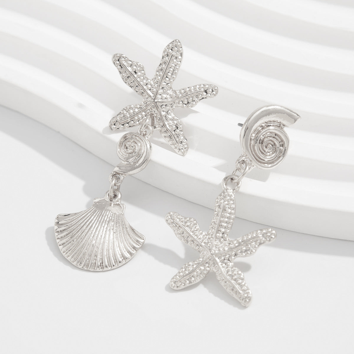 Silver-Plated Contemporary Drop Earrings