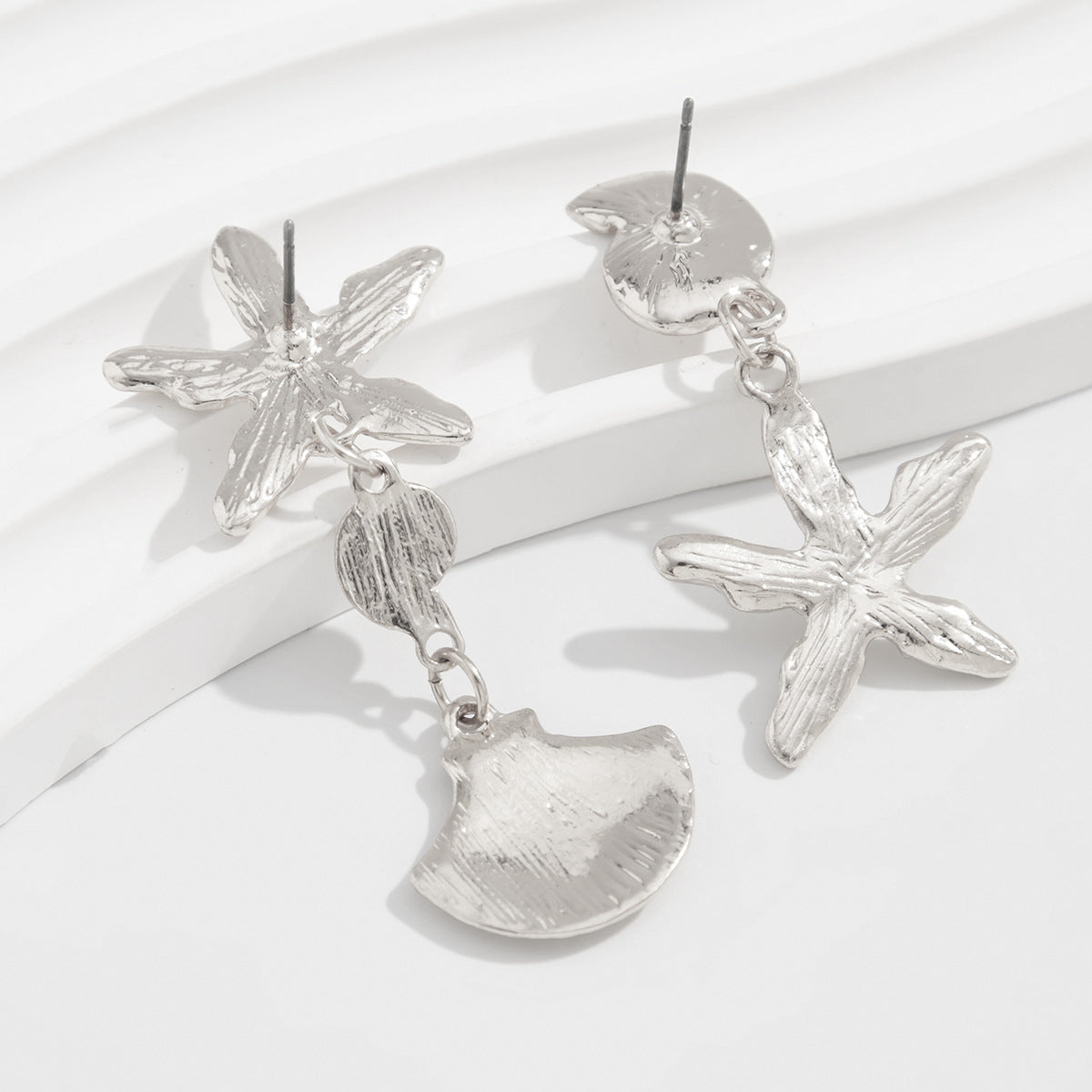 Silver-Plated Contemporary Drop Earrings