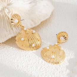 Gold Plated Artificial Stones Studded Contemporary Drop Earrings