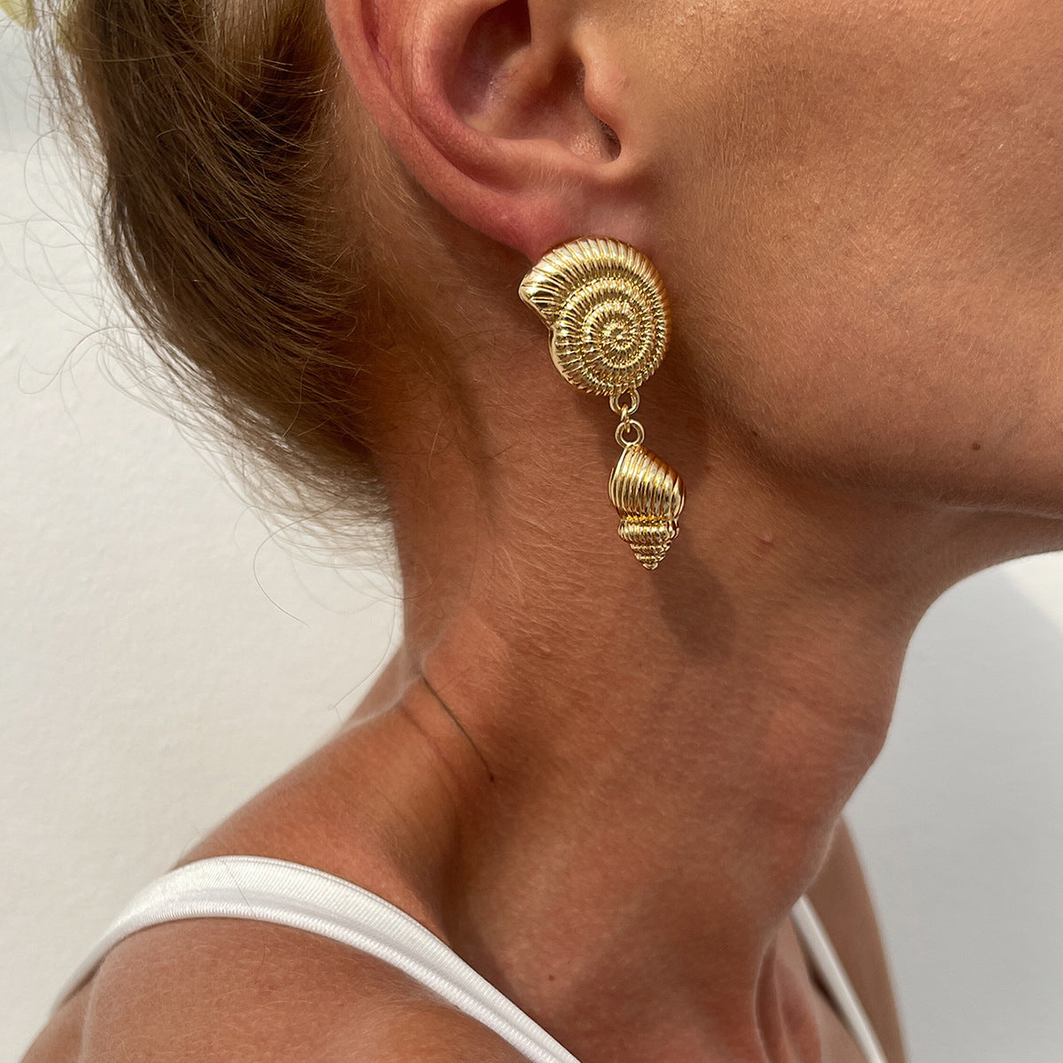 Gold-Plated Contemporary Drop Earrings