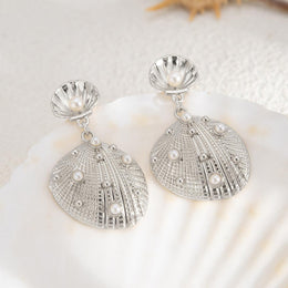 Silver Plated Artificial Beads Beaded Contemporary Drop Earrings