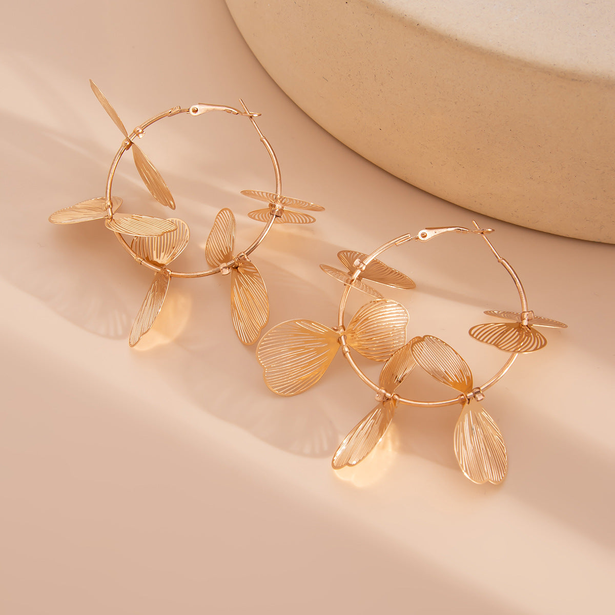 Gold-Plated Heart Shaped Hoop Earrings