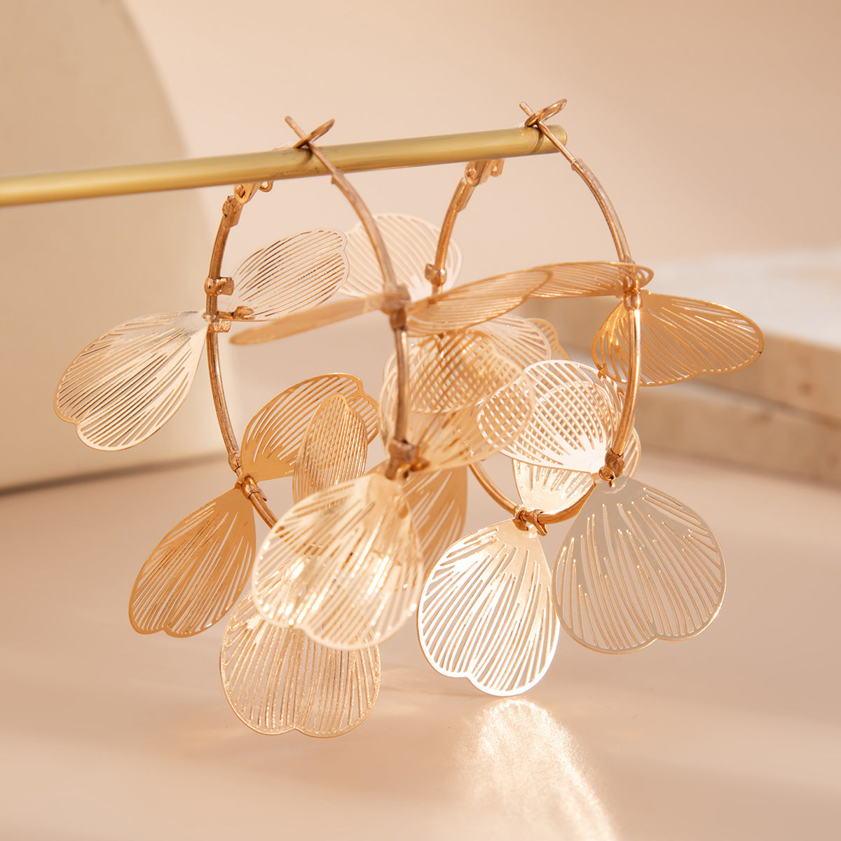 Gold-Plated Heart Shaped Hoop Earrings