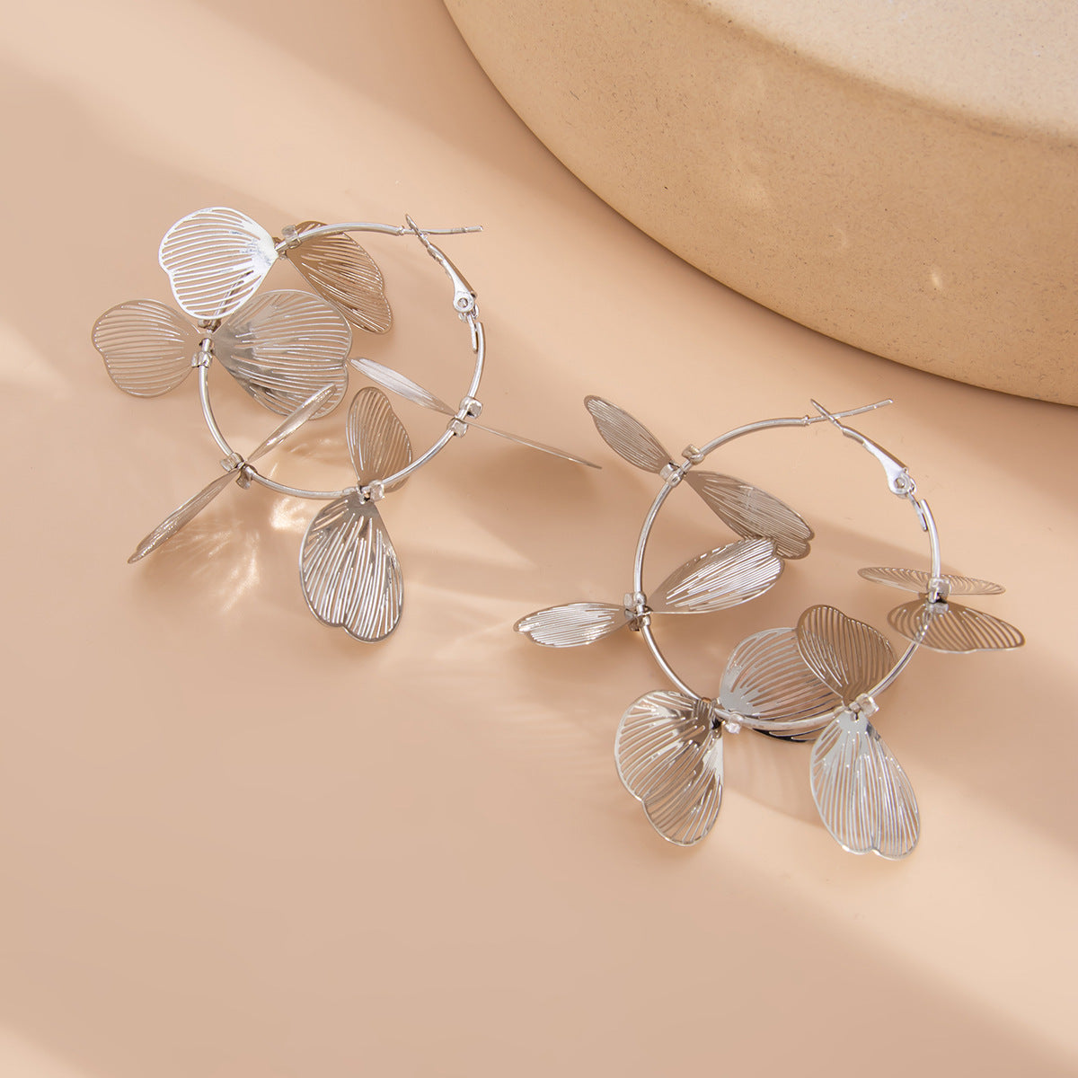 Silver Plated Contemporary Hoop Earrings