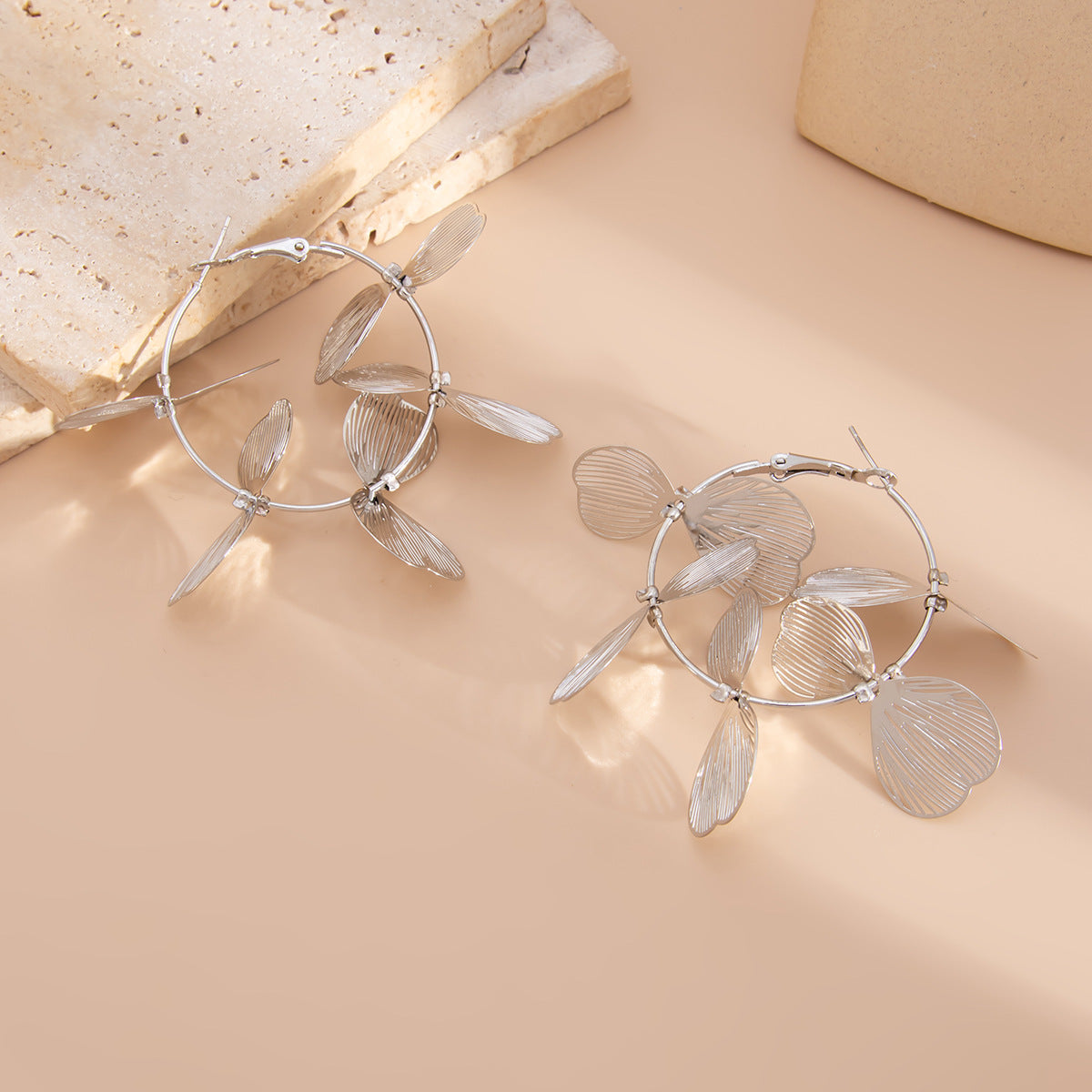 Silver Plated Contemporary Hoop Earrings