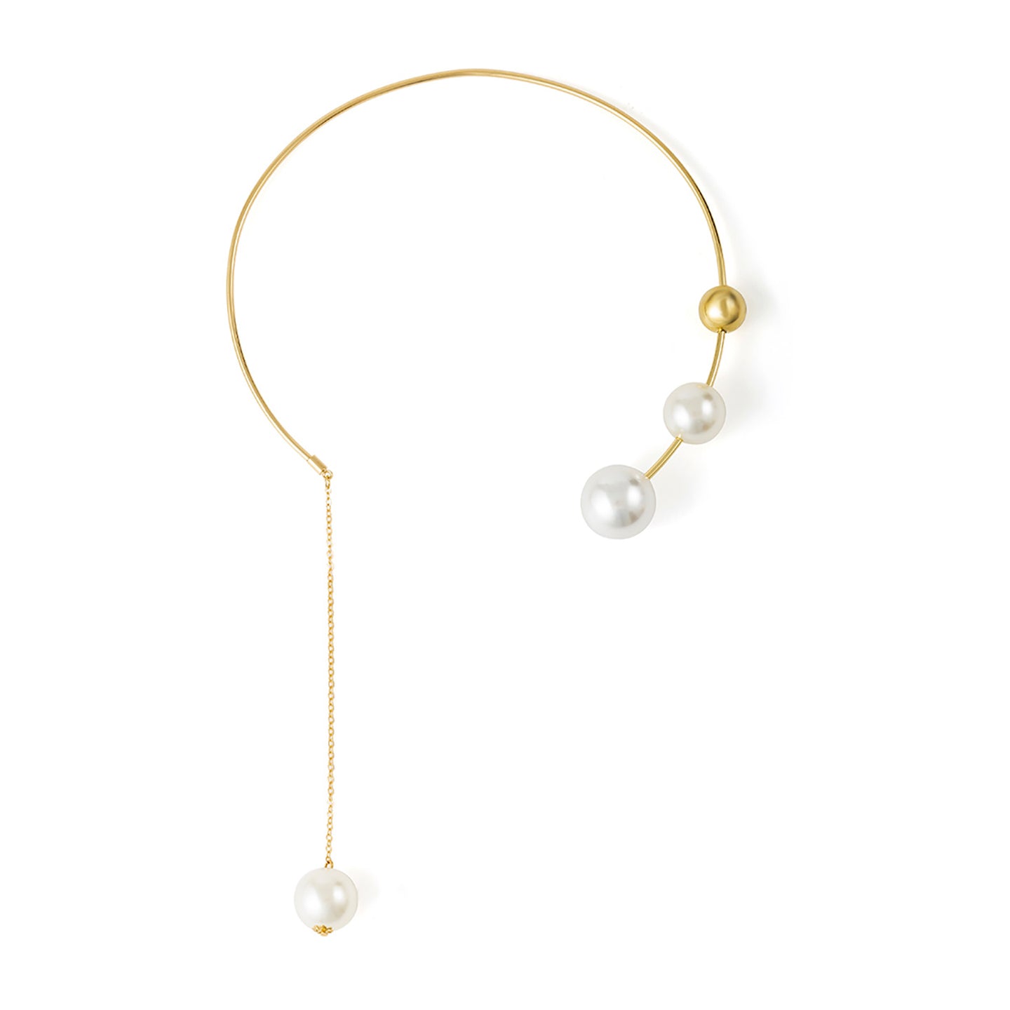 Gold-Plated Beaded Statement Open Necklace