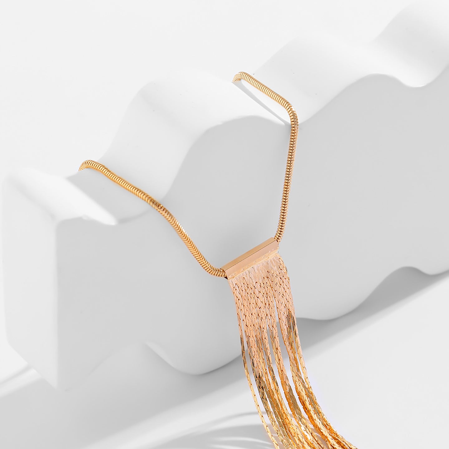 Gold-Plated Tasselled Statement Necklace