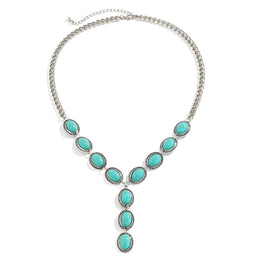 Silver-Plated Artificial Stone Studded Statement Necklace