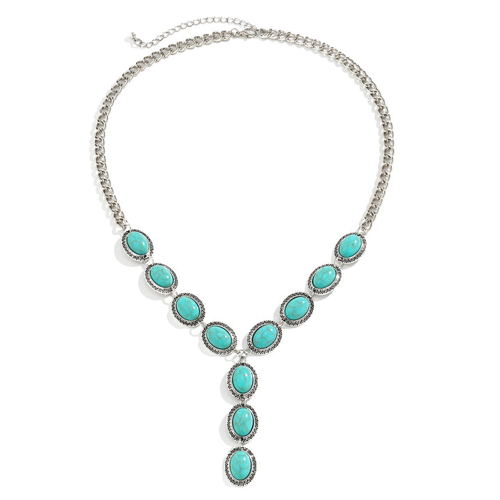 Silver-Plated Artificial Stone Studded Statement Necklace