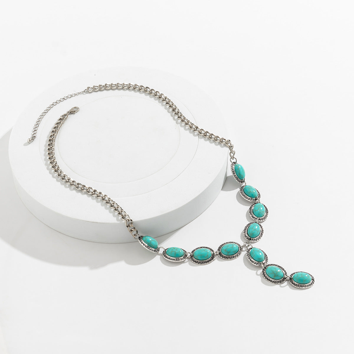Silver-Plated Artificial Stone Studded Statement Necklace