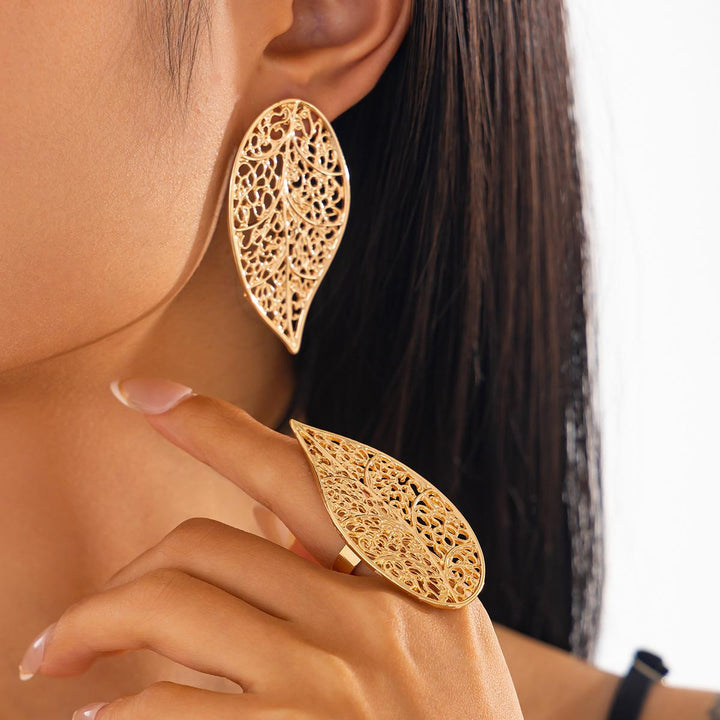 Gold Plated leaf Shaped Studs