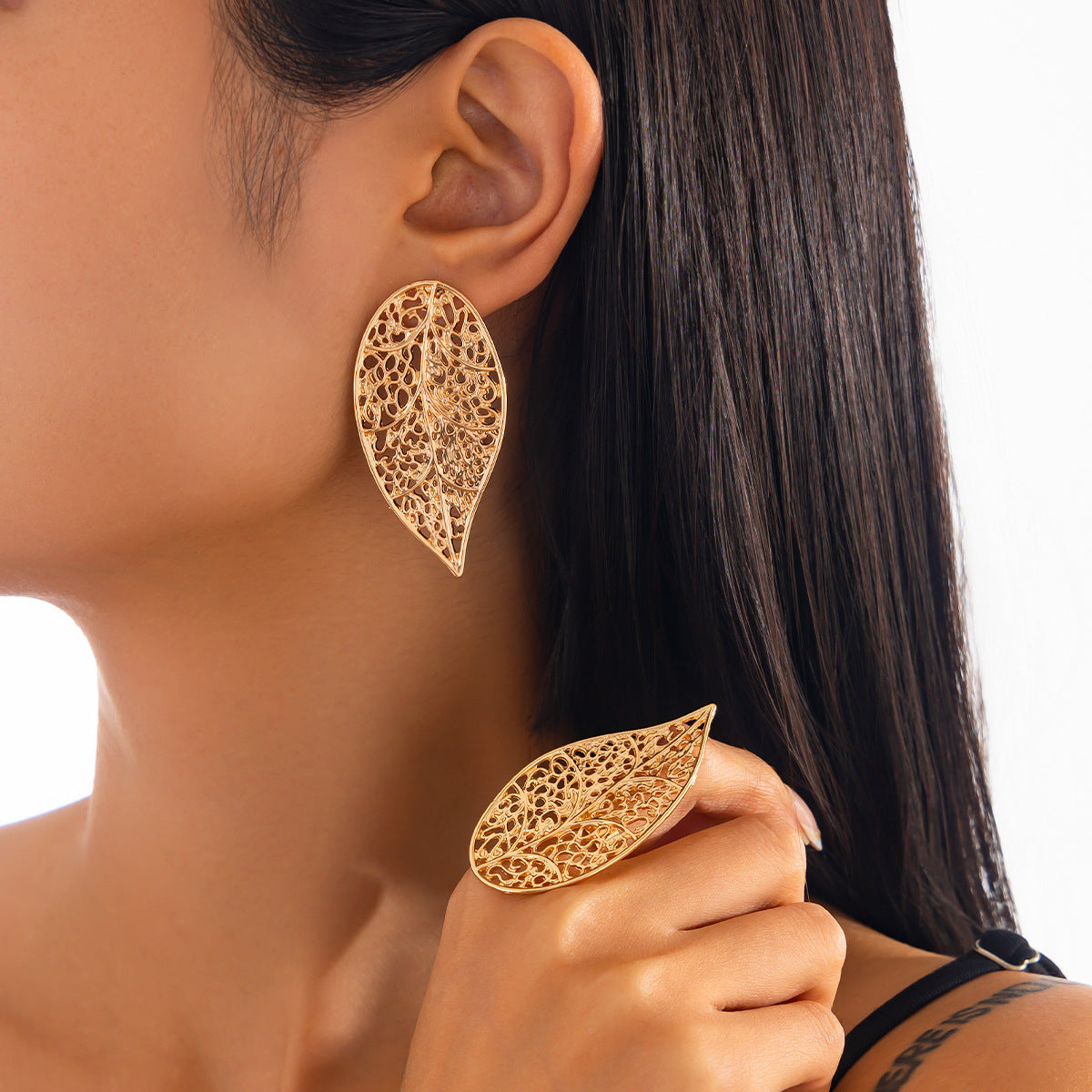 Gold Plated leaf Shaped Studs