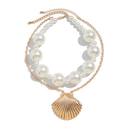 Gold-Plated Artificial Stone Baeded MInimal Necklace
