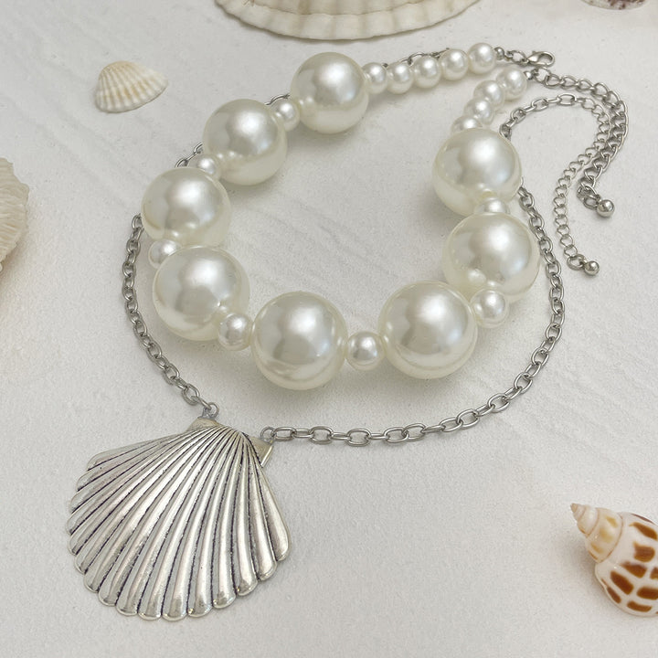 Silver-Plated Pearls Beaded Minimal Necklace