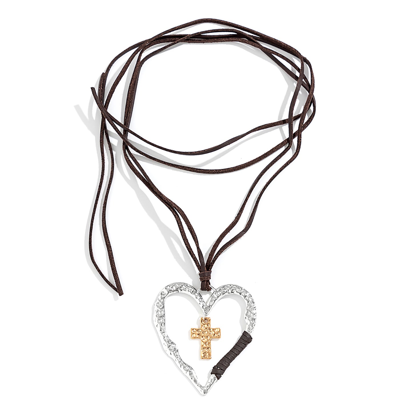 Silver-Plated Heart Shaped Layered Statement Necklace