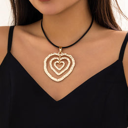 Gold-Plated Heart Shaped Pendants with Chains