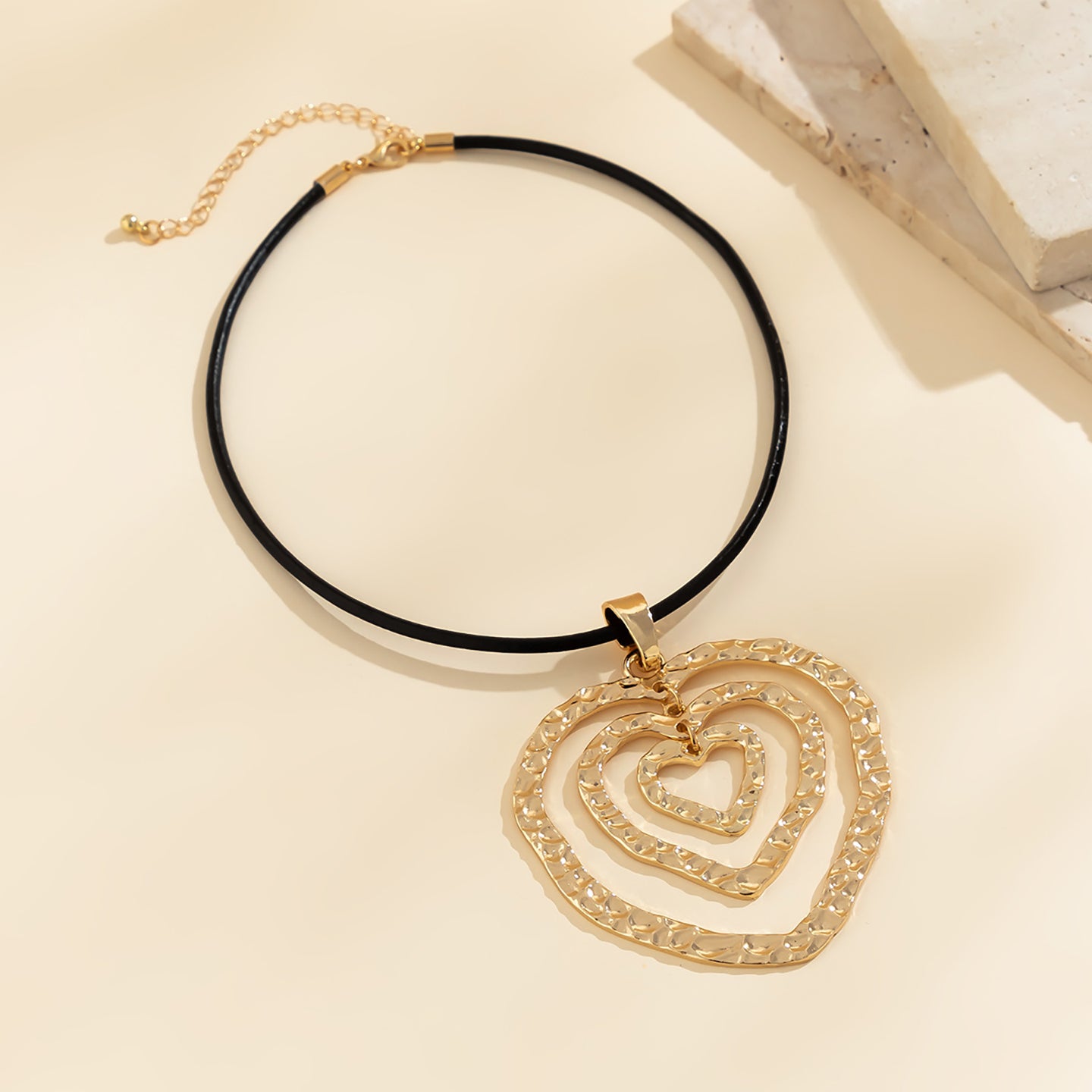 Gold-Plated Heart Shaped Pendants with Chains