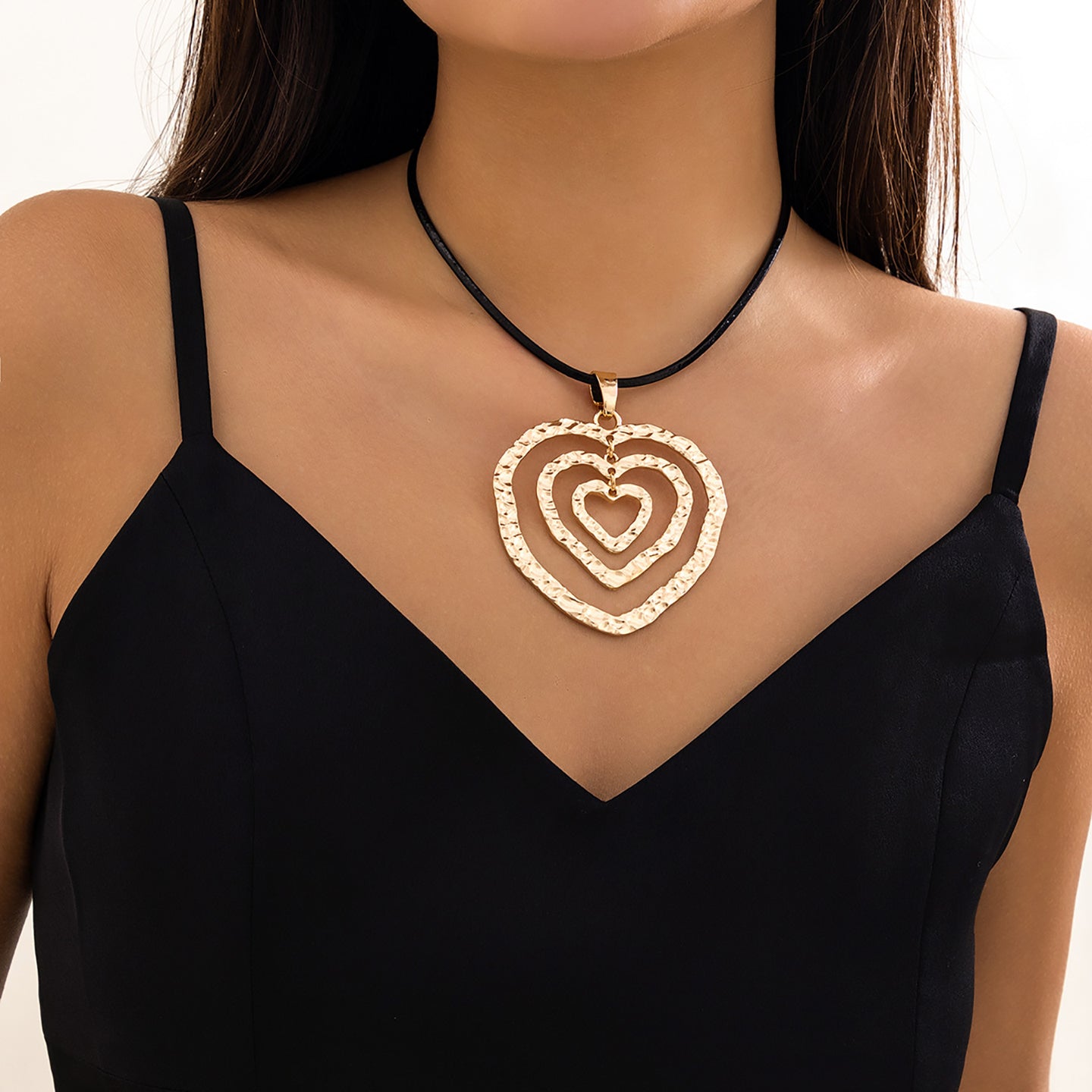 Gold-Plated Heart Shaped Pendants with Chains