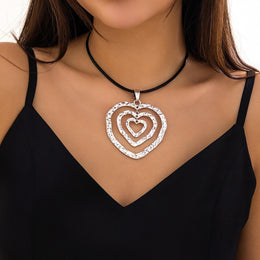 Silver-Plated Heart Shaped Pendants with Chains
