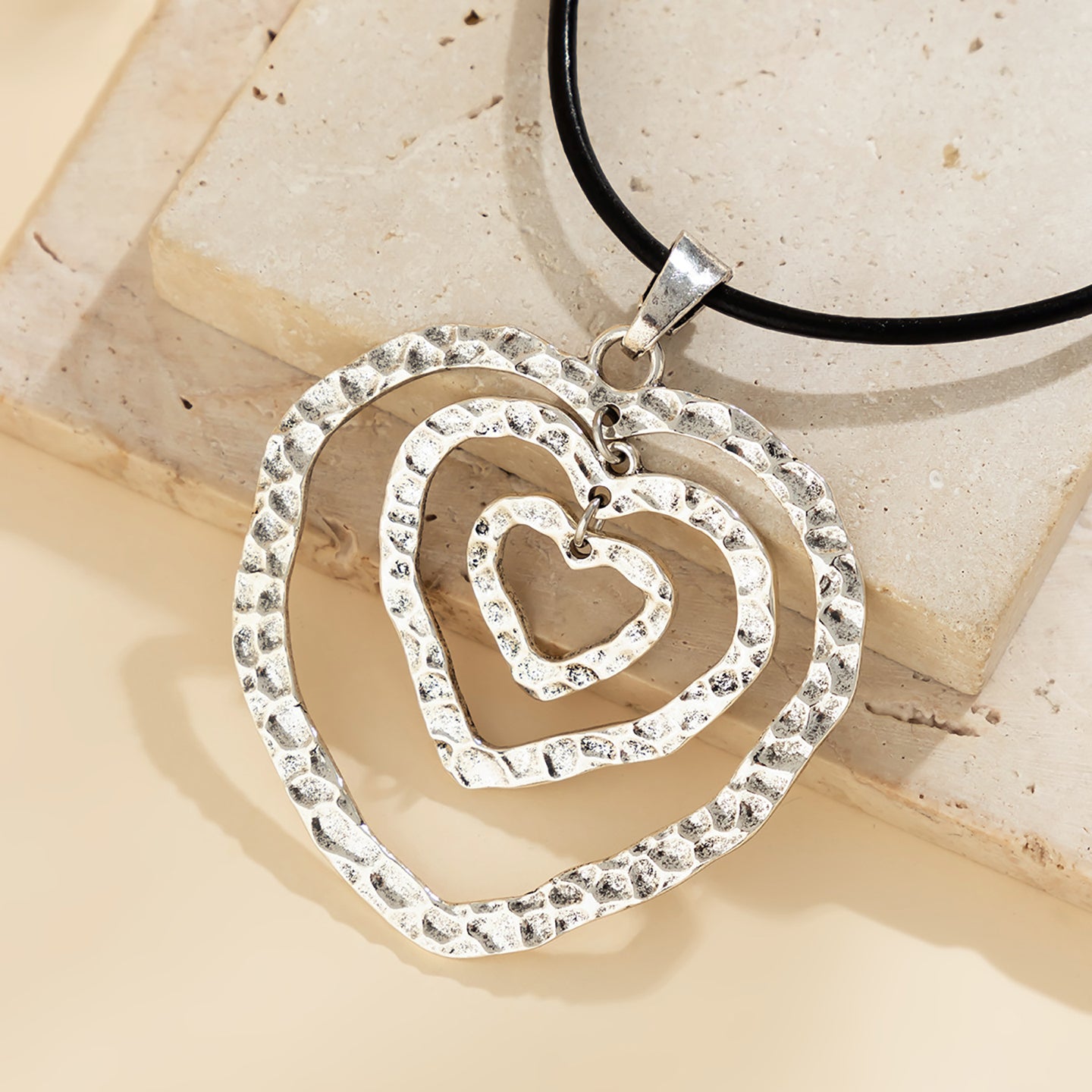 Silver-Plated Heart Shaped Pendants with Chains