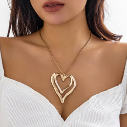 Gold-Plated Heart Shaped Pendants with Chains