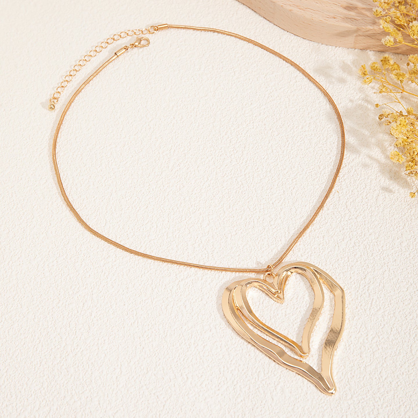 Gold-Plated Heart Shaped Pendants with Chains