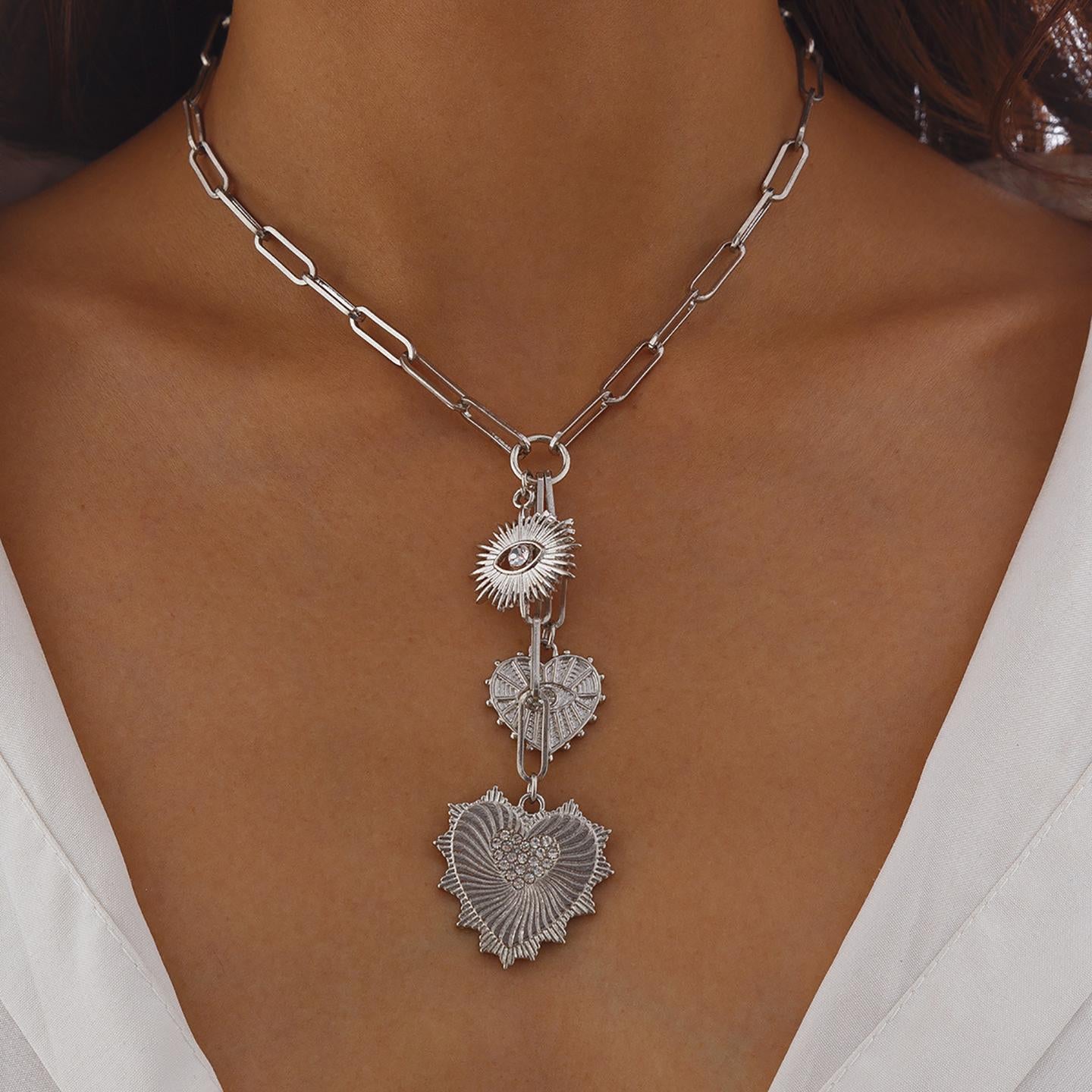 Silver-Plated Link Chains Statement Necklace