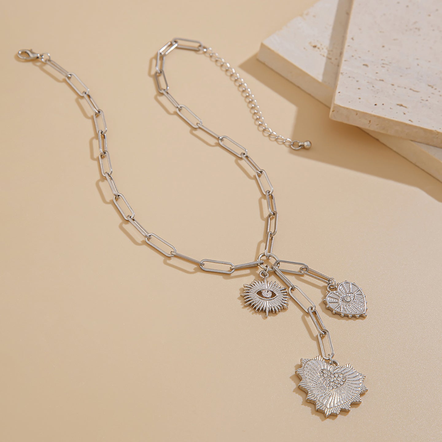 Silver-Plated Link Chains Statement Necklace