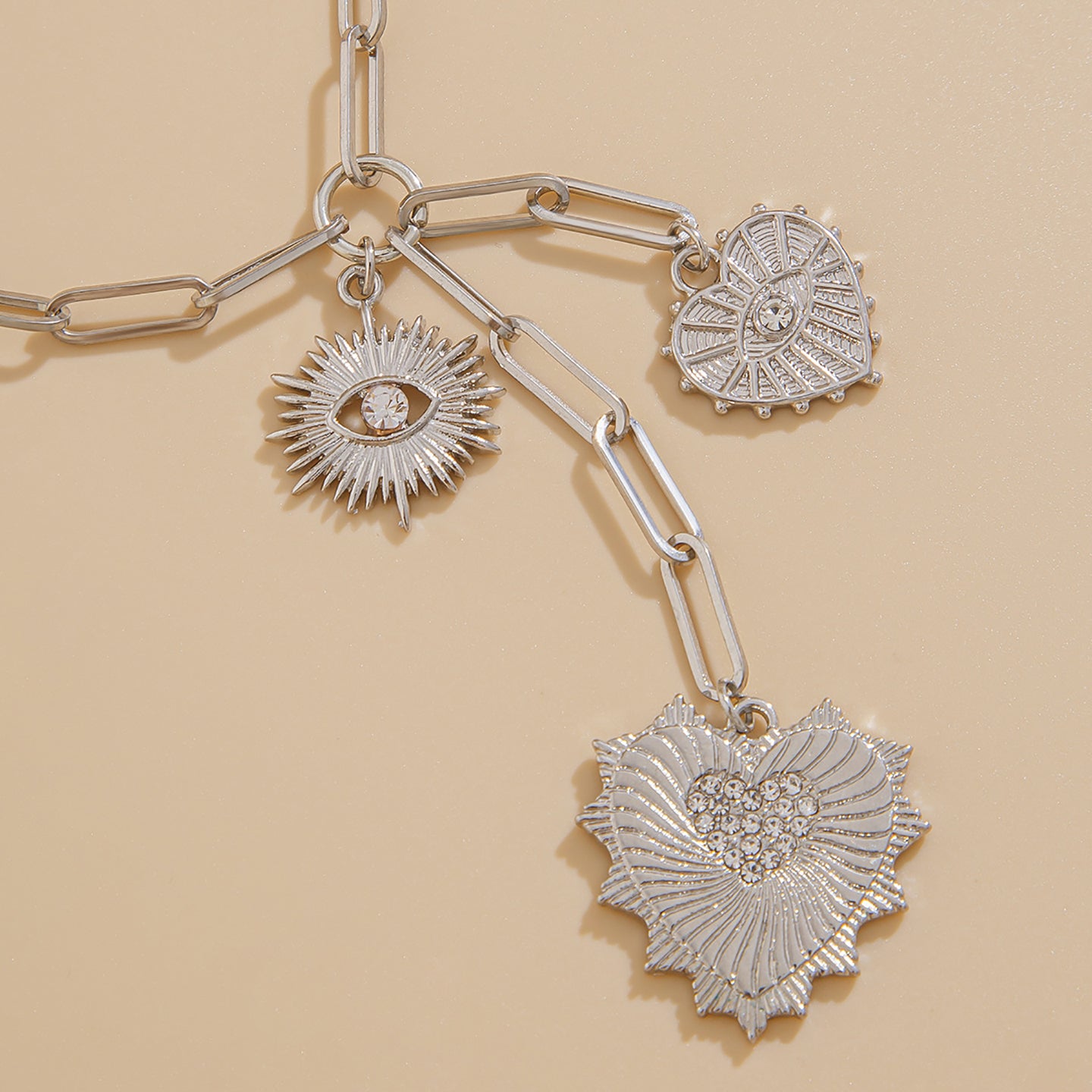Silver-Plated Link Chains Statement Necklace