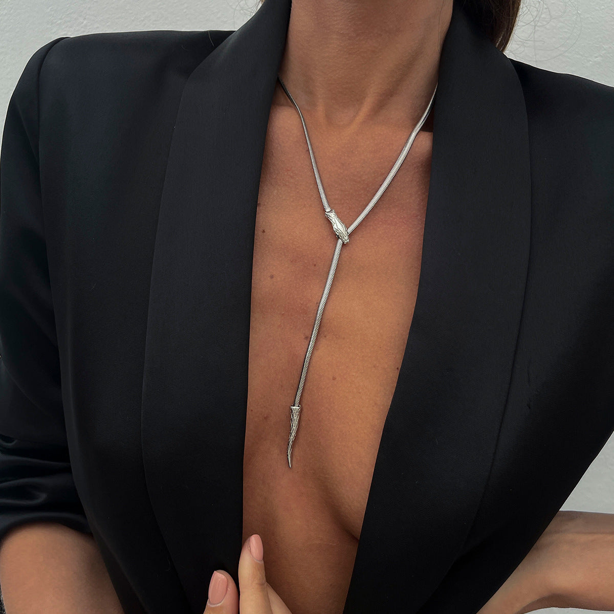 Silver-Plated  Stainless Steel Statement Chain