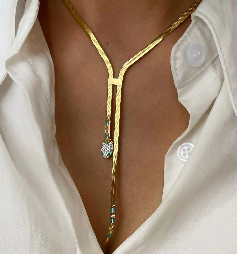 Gold-Plated Artificial Stones Studded Necklace