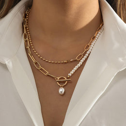Gold-Plated Beaded Layered Chain