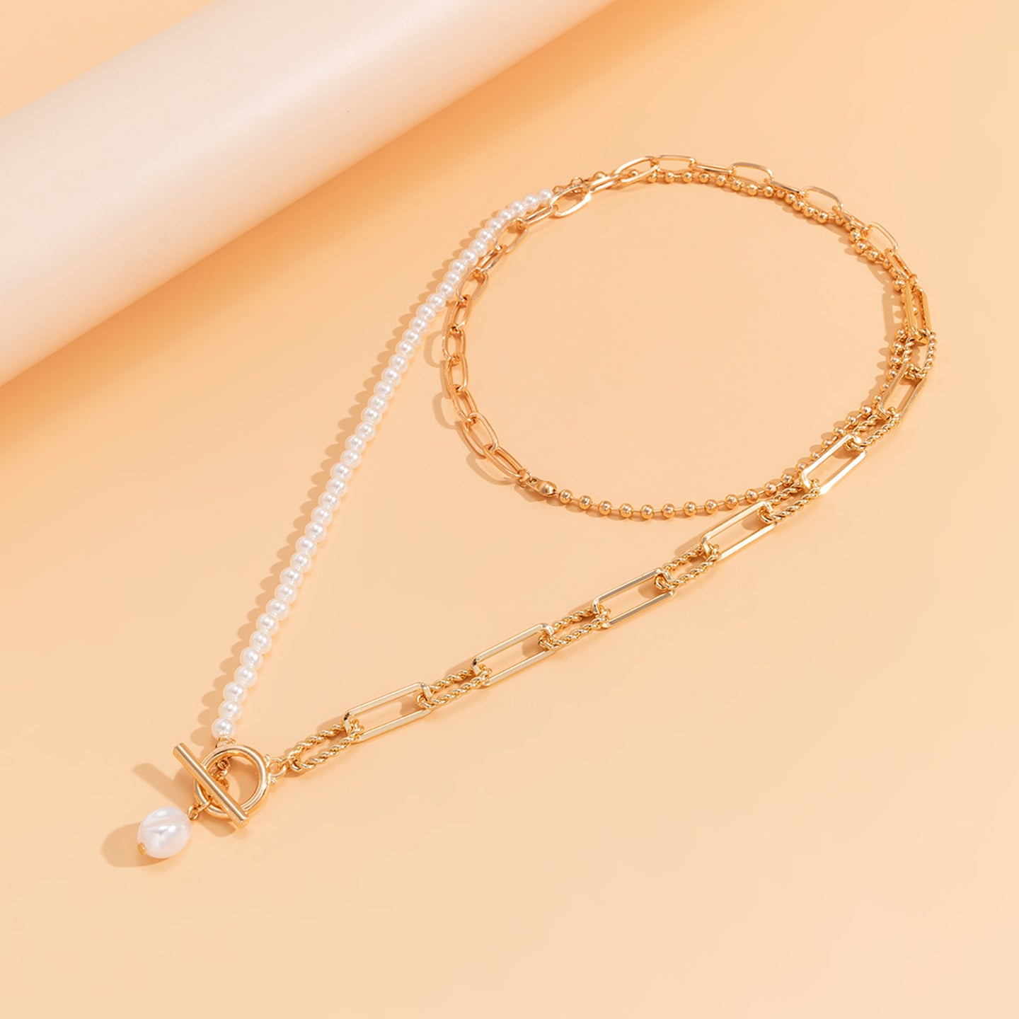 Gold-Plated Beaded Layered Chain