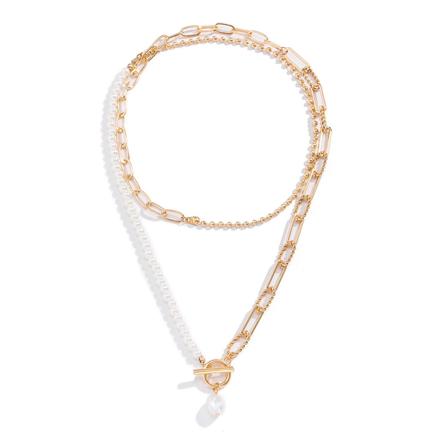 Gold-Plated Beaded Layered Chain