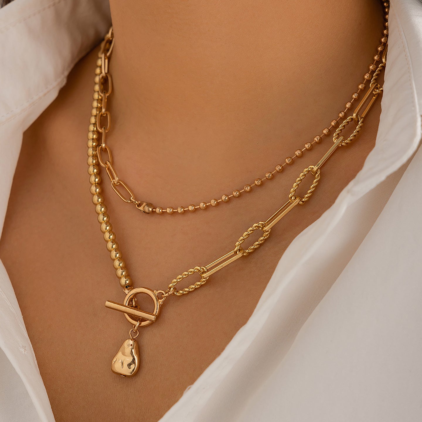 Gold-Plated Layered Necklace
