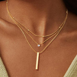 Gold-Plated Cubic Zirconia Studded Layered Chain