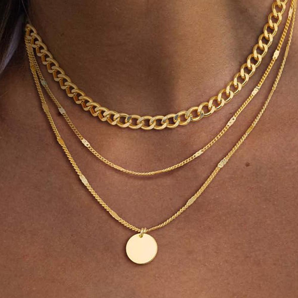 Gold Toned Gold Plated Artificial Beads Beaded Layered Chain