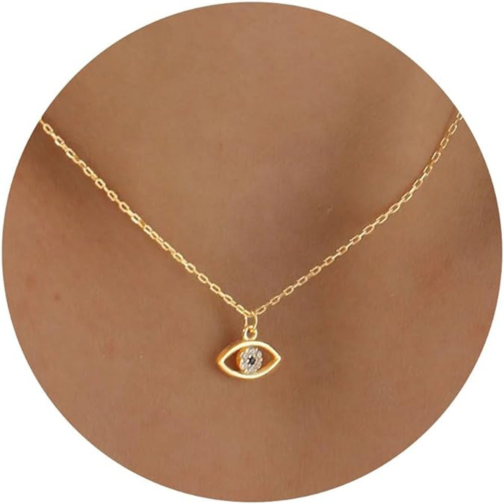 Brass Gold-Plated Cubic Zirconia Studded Evil Eye Chain