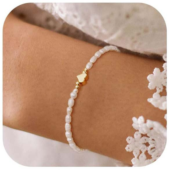 Gold-Plated Beaded Stainless Steel Wraparound Bracelet