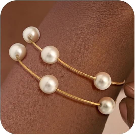 Gold-Plated Beaded Stainless Steel Cuff Bracelet