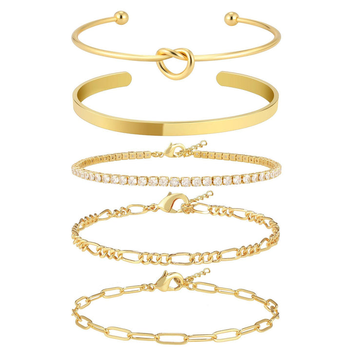 Women 6 Cubic Zirconia Handcrafted Gold-Plated Link Bracelet