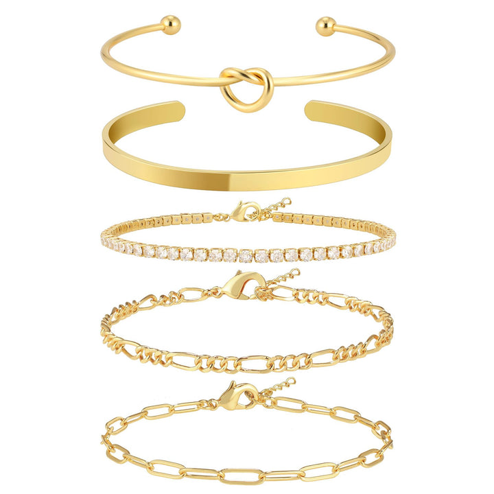 Women Cubic Zirconia Gold-Plated Link Bracelet