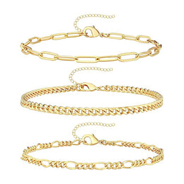Women 3 Gold-Plated Link Bracelet